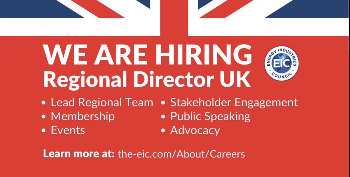 We are hiring! #JoinUs #teamEIC Apply now for the very cool role of Regional Director, UK lnkd.in/ear22yFW @TheEICEnergy