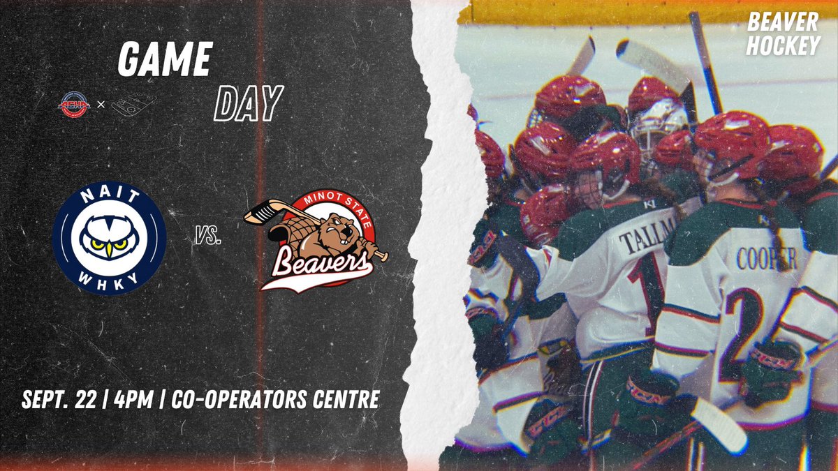 Speaking of…it’s GAMEDAY‼️

🗓️: Sept. 22
🏒: Minot State women’s hockey vs. Northern Alberta
⏰: 4pm (MT) / 5pm (CT)
📍: Co-operators Centre (Regina, SK)
📺: nsicnetwork.com/msubeavers/?B=…

Let’s go! #BuildTheDam #OnwardBeavers