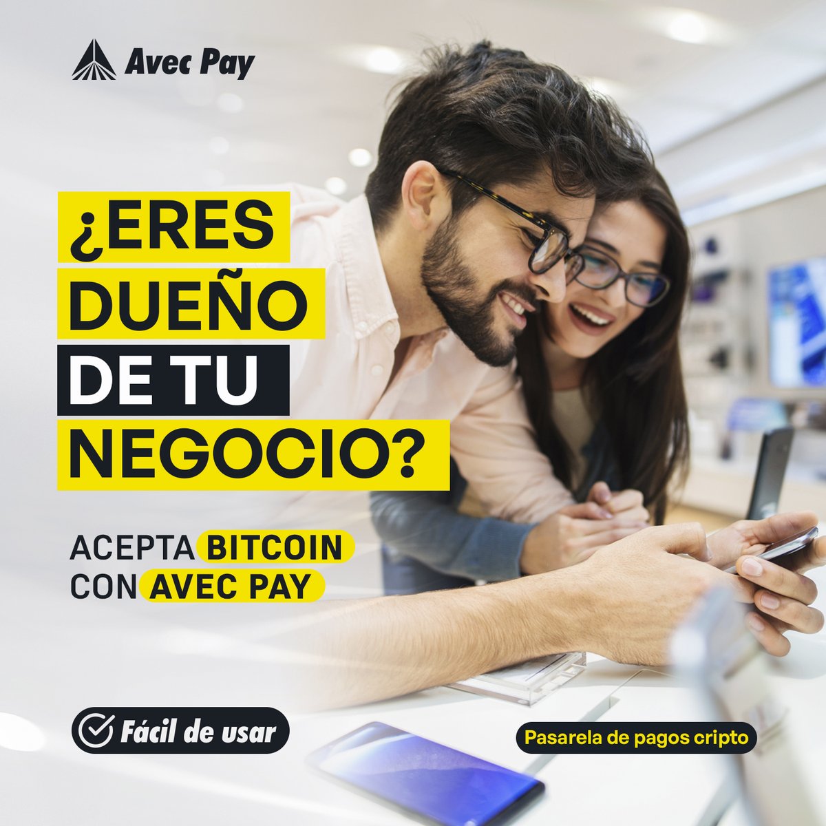 ¿Eres dueño de un negocio y quieres aceptar Bitcoin como forma de pago?  Con AvecPay, puedes hacerlo de manera sencilla y segura. 💰 ¡Únete a la innovación financiera y ofrece a tus clientes más opciones de pago! Contacta con nosotros hoy mismo. #Bitcoin #AceptaBitcoin #AvecPay