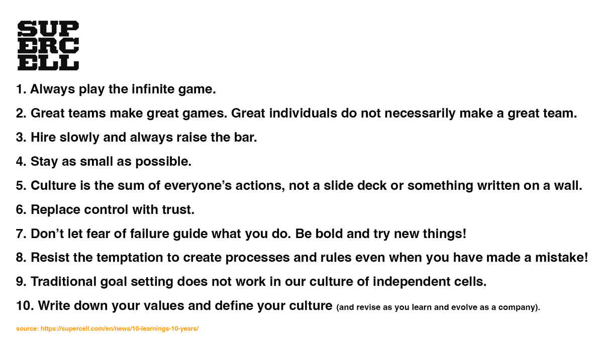 Chen's tweet photo. Escaping the Death Zone
The time in development spent "finding the fun", validating retention, branding, community building, publishing, and forming a launch plan.

A MEGAPOST of what @DougMcCracken, @justinspaine, and I breakdown as part of our @a16zGames  SPEEDRUN Accelerator.
1) When starting, your brand is your only asset.

You have to start building your brand early, don't skip this step:

🏛️  Define your company culture
📖  Share your story
👾  Develop your game/product brand position

2) Don't wait to define your company culture.

Culture helps to ensure alignment and hire against the right criteria.

Learning from @Supercell's early days:
"Write down your values and define your culture (and revise as you learn and evolve as a company)."
3) Company Branding attracts like-minded talent!

📕Share your story with the world in the most authentic way possible.

❌Don't outsource this, write it yourself. Own the communication and build your reach via social & press.

4) Develop and iterate on your brand very early on
→ Who is your game for?
→ Why should they care?
→ How will you communicate and create a feedback loop with them?

In the early days, you'll need to iterate as you test & learn and the game evolves...

5) If content is king 👑, platforms are the kingdom 🏰

Understanding 'where' you upload is often as important than 'what' you upload.

-Is your audience even here?
-Is your creative tailored for the platform?
-How is your content getting discovered?
-Is your tone genuine to the medium?

6) "Content Tailoring" 🪡

TikTok = Trends-based Creativity
YouTube = Story-based Creativity
Storefronts = Sales-based Creativity

For each medium (and there are many), leveraging similar but different principles in copywriting, video production, and subject matter is make or break.

7) Cold Start Community 

Content acts as a primary mechanism to drive back to an accumulating community over time.

EVERYTHING IS CONTENT (early sound, concept art, dev notes)
8) One-size-fits-all publishing is a relic of an old era

Yet with more options than ever, many studios struggle whether to self publish or partner
Be clear about what you need (and what you don't):
💰 a check?
🤝 a partner?
💒 both?

Publishers can take a lot off your plate (tradeoff = control) but new models are emerging that can unbundle the publishing stack.

9) Respect the 'Publishing Meta'

💳 Wallets are tighter
💸 3P publishing $ are shifting to subscription models
🏘️ More development is being brought in house

But there's more investment in games and ways to reach players than ever before - cast a wide net!

10) IF YOU MADE IT THIS FAR

This is an extremely brief snapshot of our SPEEDRUN curriculum.

More info here: https://t.co/qQ1IH4XnCV
Applications close September 30th (NEXT WEEK!)