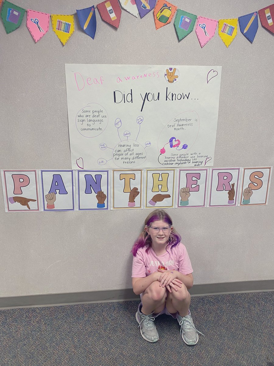 Ann Teigland (@mrsteiglandtod) on Twitter photo Thank you <a href="/ParkviewHeights/">Parkview Heights Elementary</a> for supporting students in learning more about Deaf Awareness. Proud of one of my students for taking the lead to create a poster to share with students and staff! Go Panthers!
#DeafAwareness #selfadvocacy #PLCS #inclusion Thank you <a href="/ParkviewHeights/">Parkview Heights Elementary</a> for supporting students in learning more about Deaf Awareness. Proud of one of my students for taking the lead to create a poster to share with students and staff! Go Panthers!
#DeafAwareness #selfadvocacy #PLCS #inclusion