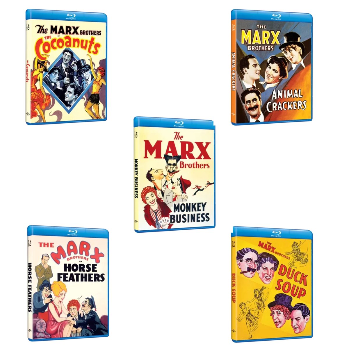 Coming back to #Bluray via Universal with individuals on November 7, 2023 

The Marx Brothers Silver Screen Collection (1929-1933)

#FilmTwitter #Cinema #TheMarxBrothers
