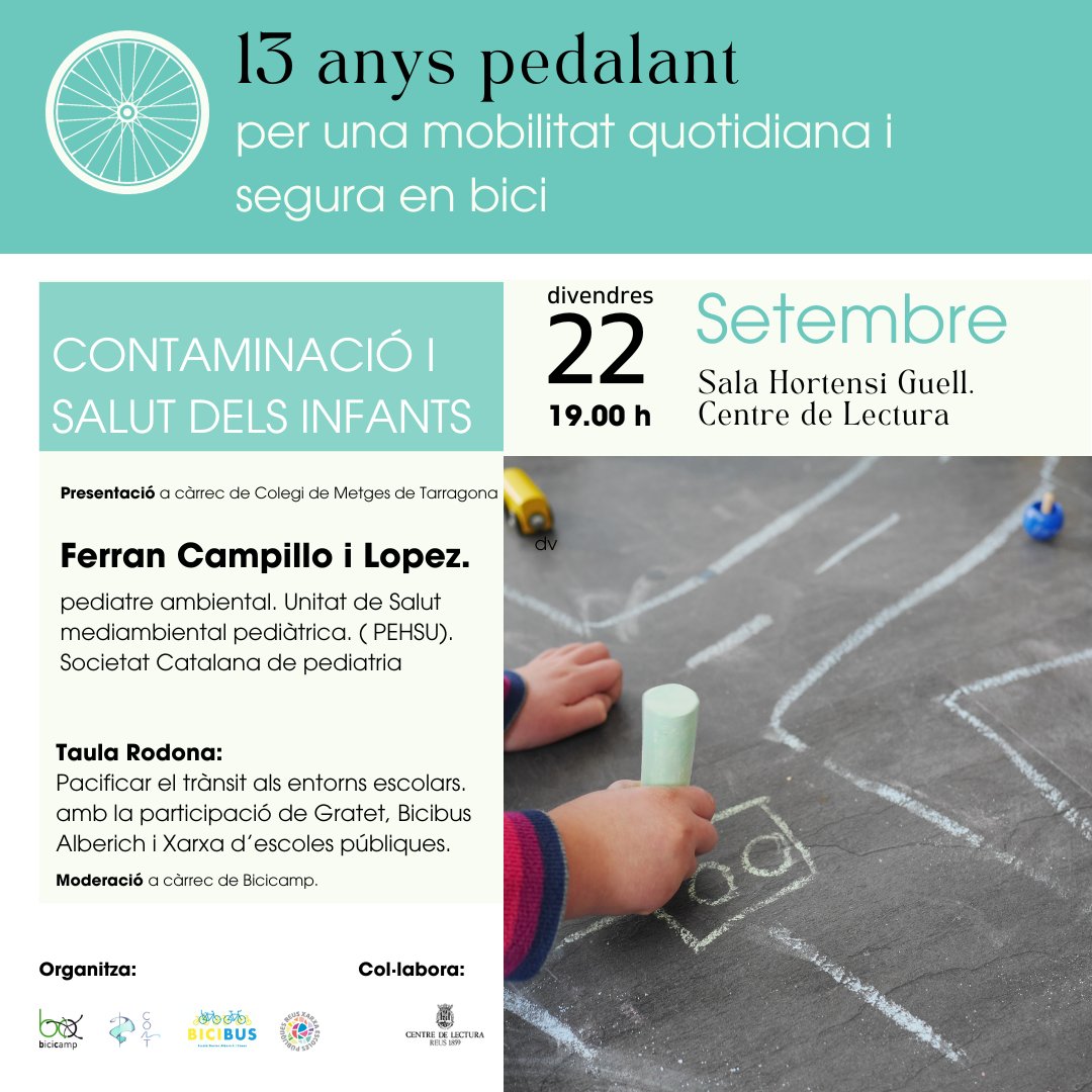 Acabem la setmana europea de la mobilitat a Reus per parlar de la necessitat de restringir el trànsit motoritzat al voltant de les escoles, fomentar la mobilitat activa i renaturalitzar les ciutats per protegir la salut de la infància i adolescència
#SetmanaMobilitat #Mobilitat23