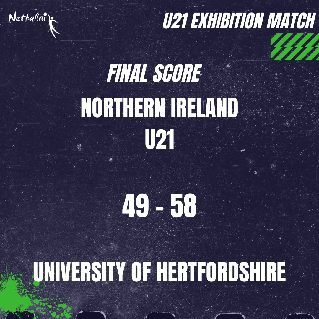 Netball NI (@netballni) on Twitter photo 💚FINAL SCORE💚
Thank you to the NI Netball family who came out to support our Future Warriors tonight and to the <a href="/UniofHerts/">University of Hertfordshire</a> Netball Squad for travelling over to give our U21s a competitive match before their <a href="/EuropeNetball/">EUROPE NETBALL</a> Competition in Oct!
Actions shots to follow...😁 💚FINAL SCORE💚
Thank you to the NI Netball family who came out to support our Future Warriors tonight and to the <a href="/UniofHerts/">University of Hertfordshire</a> Netball Squad for travelling over to give our U21s a competitive match before their <a href="/EuropeNetball/">EUROPE NETBALL</a> Competition in Oct!
Actions shots to follow...😁