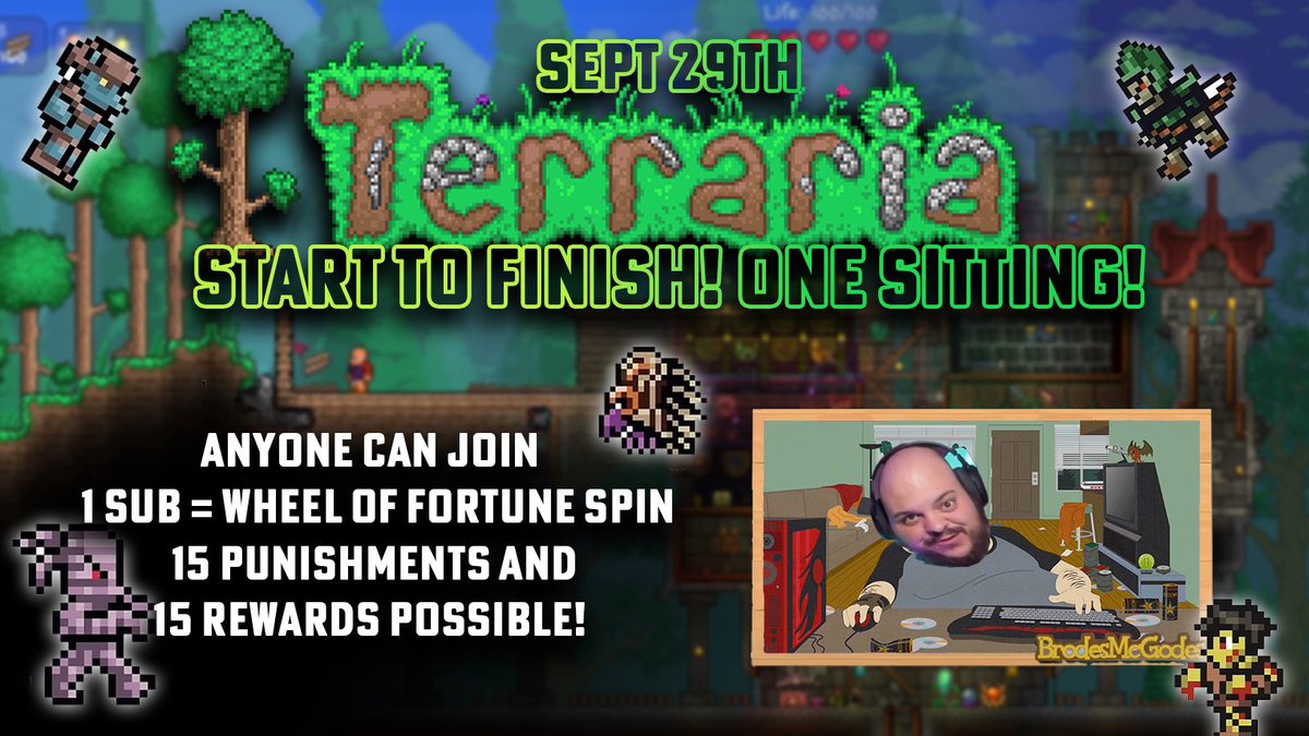 brodesmcgode's tweet photo. 3 huge stream events this week! This could be… dangerous 😮‍💨 #twitch #TwitchAffilate #superanimalroyale  #terraria  #gamergauntlet  @Twitch https://t.co/gtD9c1niph