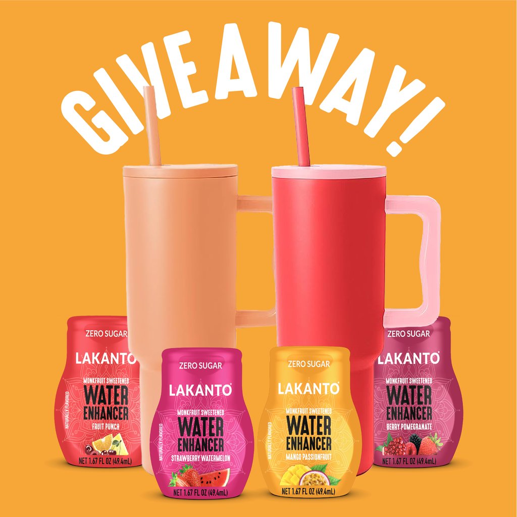 💧GIVEAWAY!💧 WIN A TASTE OF ALL 4 FLAVORS OF OUR WATER ENHANCERS + TWO TUMBLER WATER BOTTLES!
⁠
Here's how to enter:⁠
1. Follow us! <a href="/Lakanto/">Lakanto</a> ✅⁠
2. Like this post! ✅
3. Tag a friend in the comments!⁠⁠ ✅ (more tags = more entries)⁠

Winner will be chosen Mon 9/25!