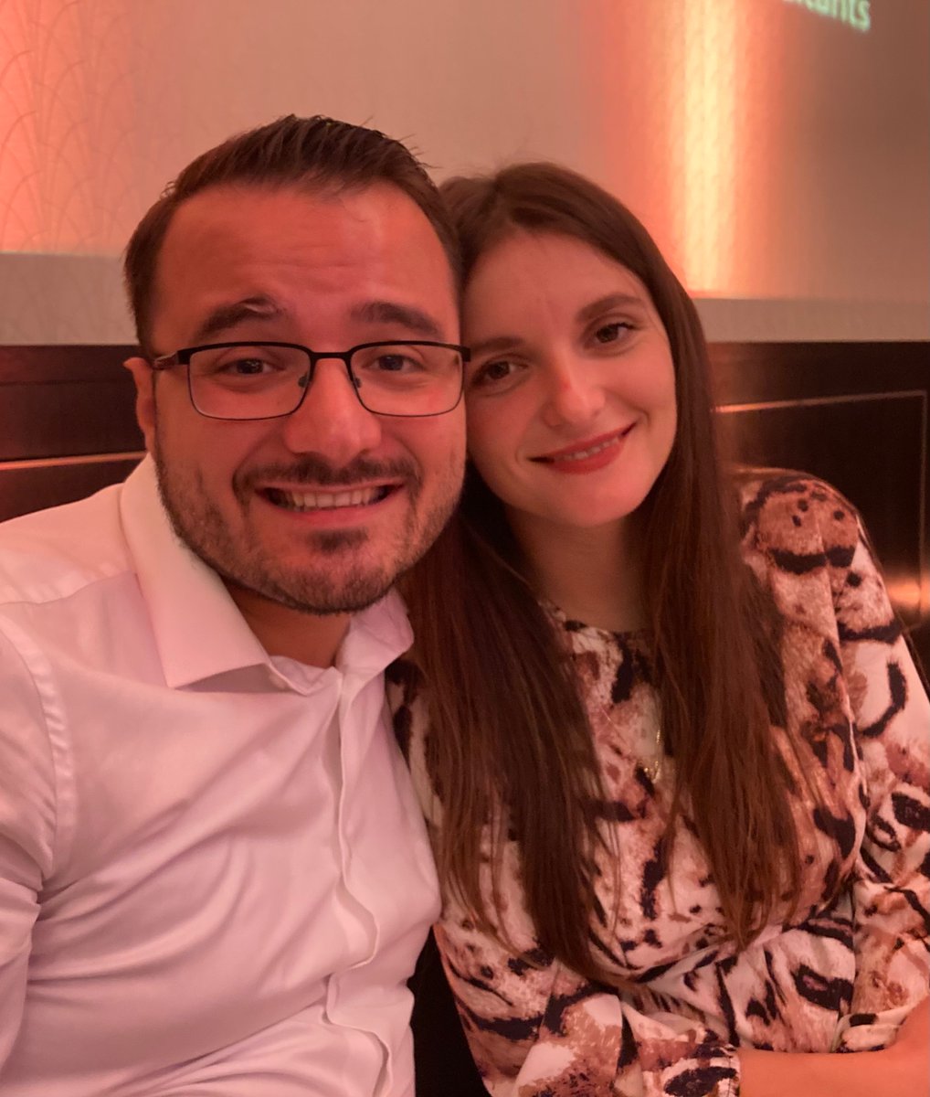 So glad to be here #PIEoneers23  with Dhionis from 🇦🇱 (finalist Outstanding Alumni) who worked as a nurse in ICU during Covid while studying with @Study_Group 

Wonderful man.

It’s also a family affair. Dhionis expecting a little girl in February.

#WeAreInternational.