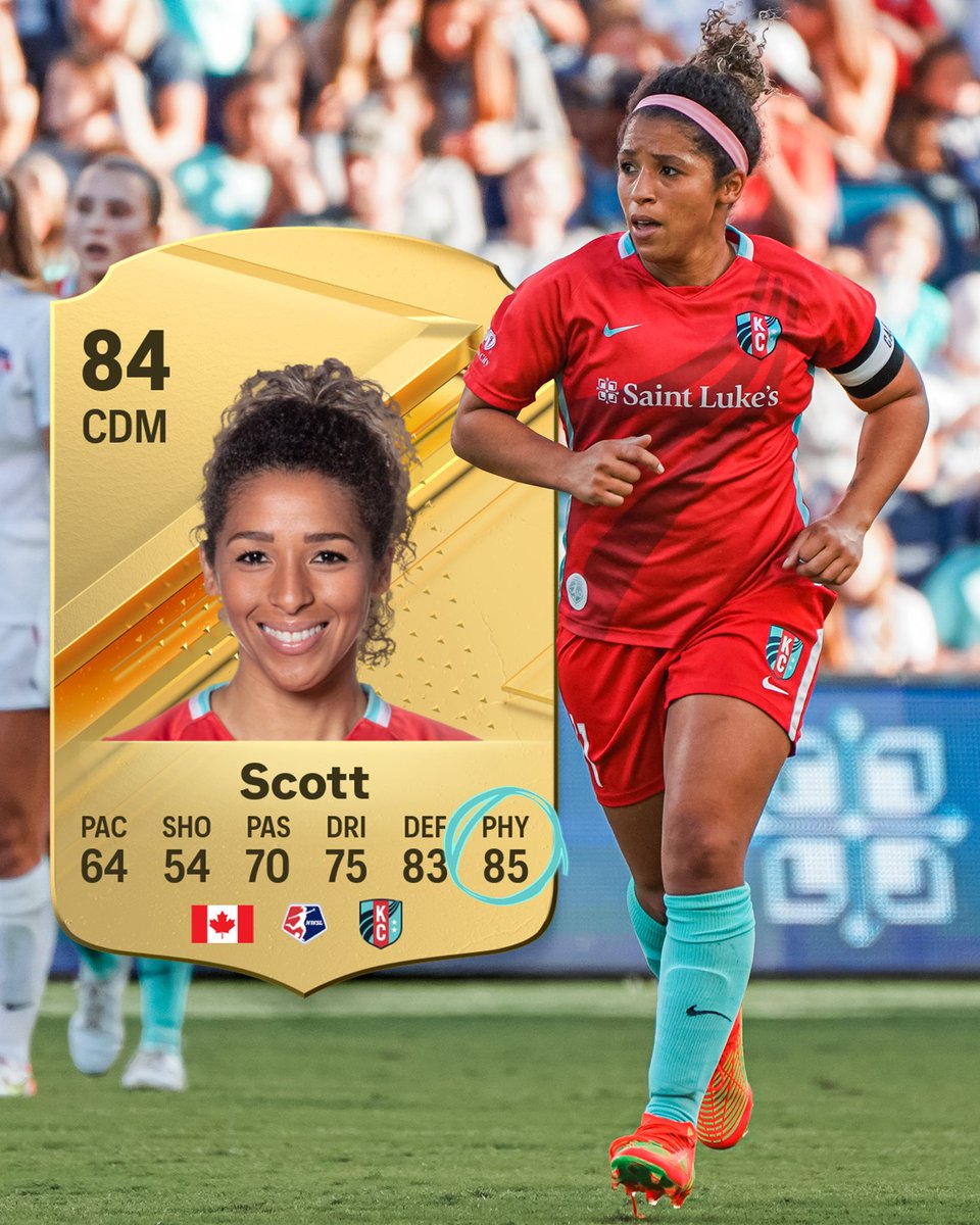 𝐓𝐡𝐞 𝐃𝐞𝐬𝐭𝐫𝐨𝐲𝐞𝐫 for a reason 😤 @MsDScott11 is #2 in the @EASPORTSFC Top 10 for @NWSL’s most physical players 💪 #KCBABY