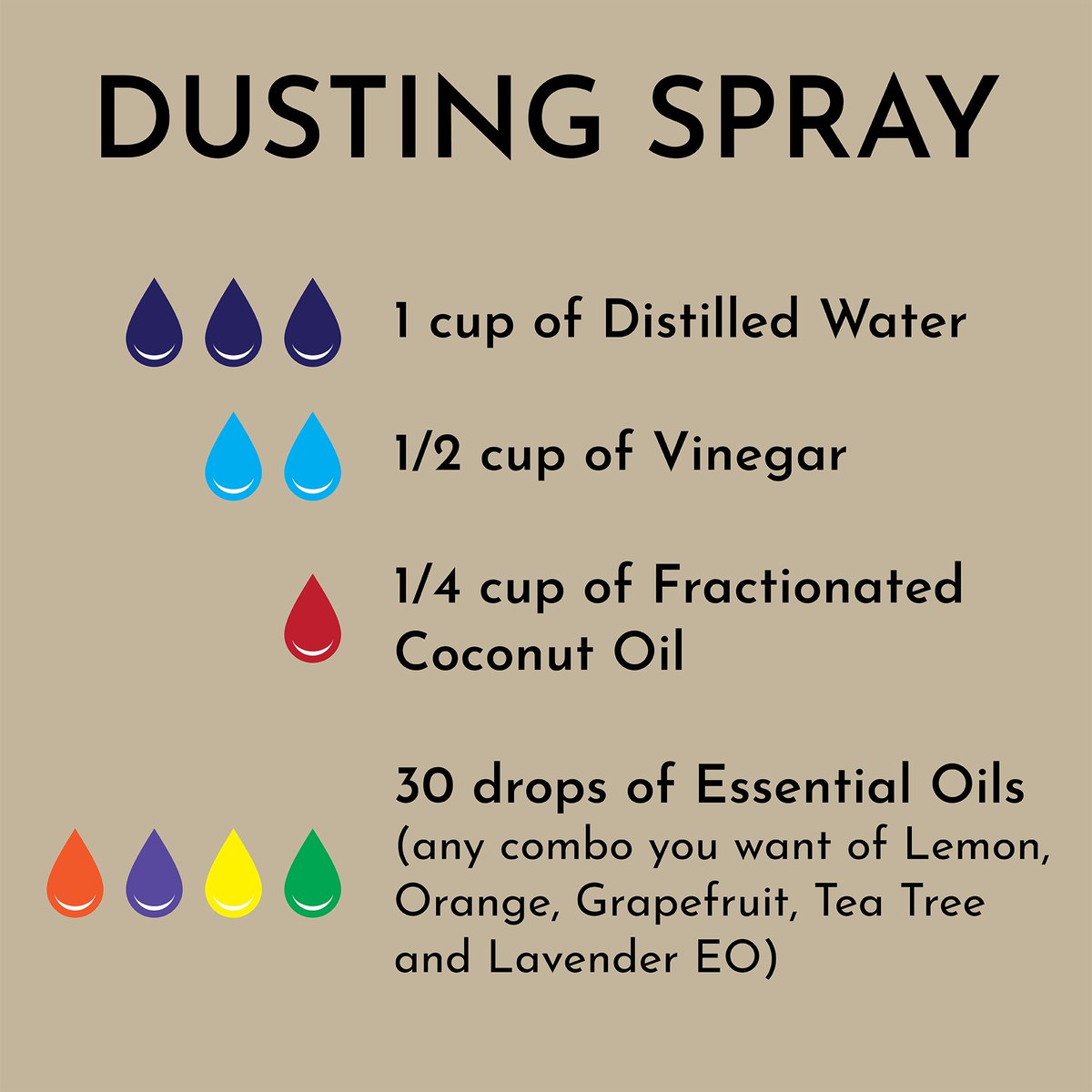 🧹 Tired of playing hide-and-seek with dust in your home? Say goodbye to those pesky dust bunnies and hello to a cleaner, fresher space with my DIY Dust Spray! 💨🚀

Combine all ingredients into a 16 oz spray bottle, shake well and spray away.