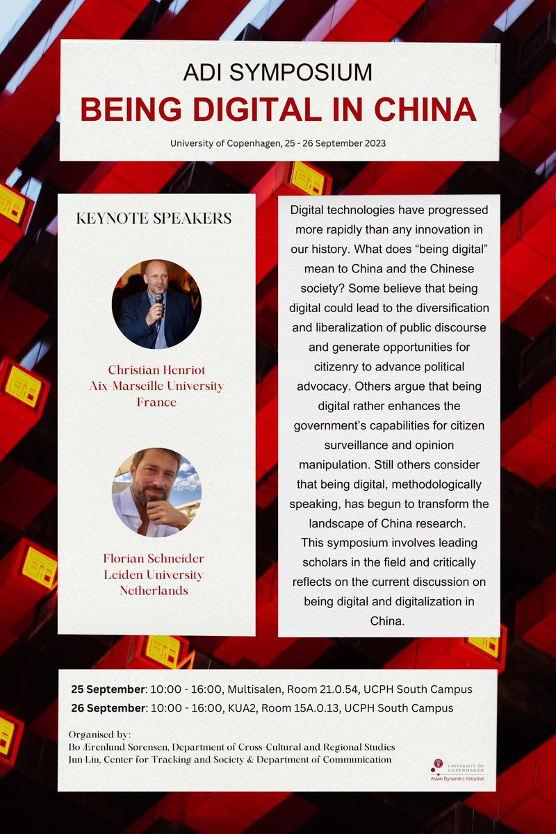 What does BEING #DIGITAL IN #CHINA' mean? Next week @AsianDynamics w/ two keynote speakers to share their insights: ERC-AdG Christian Henriot @univAMU_Europe and @schneiderfa77 @koebenhavns_uni @UCPH_Research @Beijing_Yu @LRJia @SanNuvola @haiqing asiandynamics.ku.dk/english/activi…