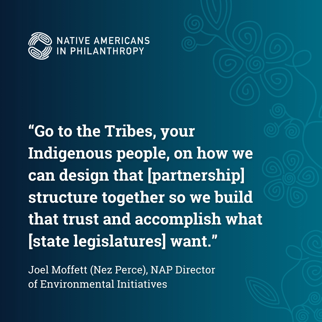 At the National Caucus of Environmental Legislators conference last August, Joel Moffett shared how Indigenous stewardship & state policy can tackle #ClimateChange. Learn more about our partnership with @ncelenviro & the power of state-Tribal relations ➡️ nativephilanthropy.org/2023/09/21/new…