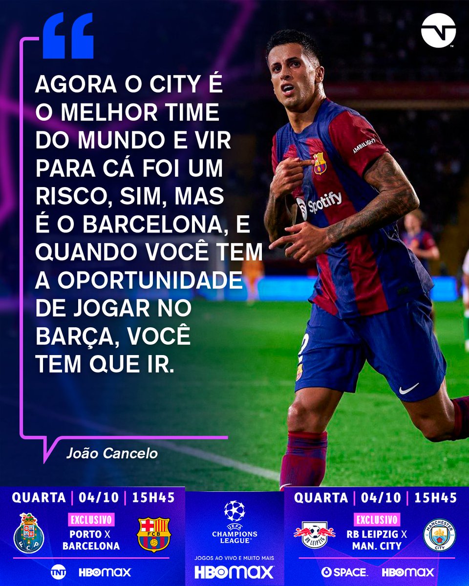 TNT Sports BR on X: NÃO É SEMPRE QUE O BARÇA BATE À PORTA 😅🔵🔴 João  Cancelo exaltou o Manchester City e cravou o time como melhor do mundo, mas  na hora