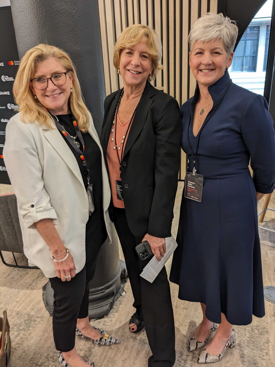 Greetings from the 2023 Impact Data Summit hosted by the Mastercard Center for Inclusive Growth (@CNTR4growth)! JoAnn Stonier (@PrivacyDesign) from @Mastercard, Vivian Schiller (@vivian) from @AspenDigital, and Lauren Woodman (@llwoodman) from #DataKind. #IDS2023 #dataforgood