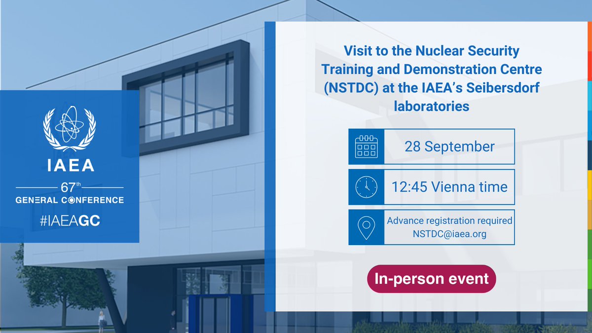 #IAEAGC: A few days before its inauguration, the newly built facility for #NuclearSecurity training at the IAEA Labs in Seibersdorf opens its doors for a unique tour. Register by 25 September to participate:
👉atoms.iaea.org/48jLURz