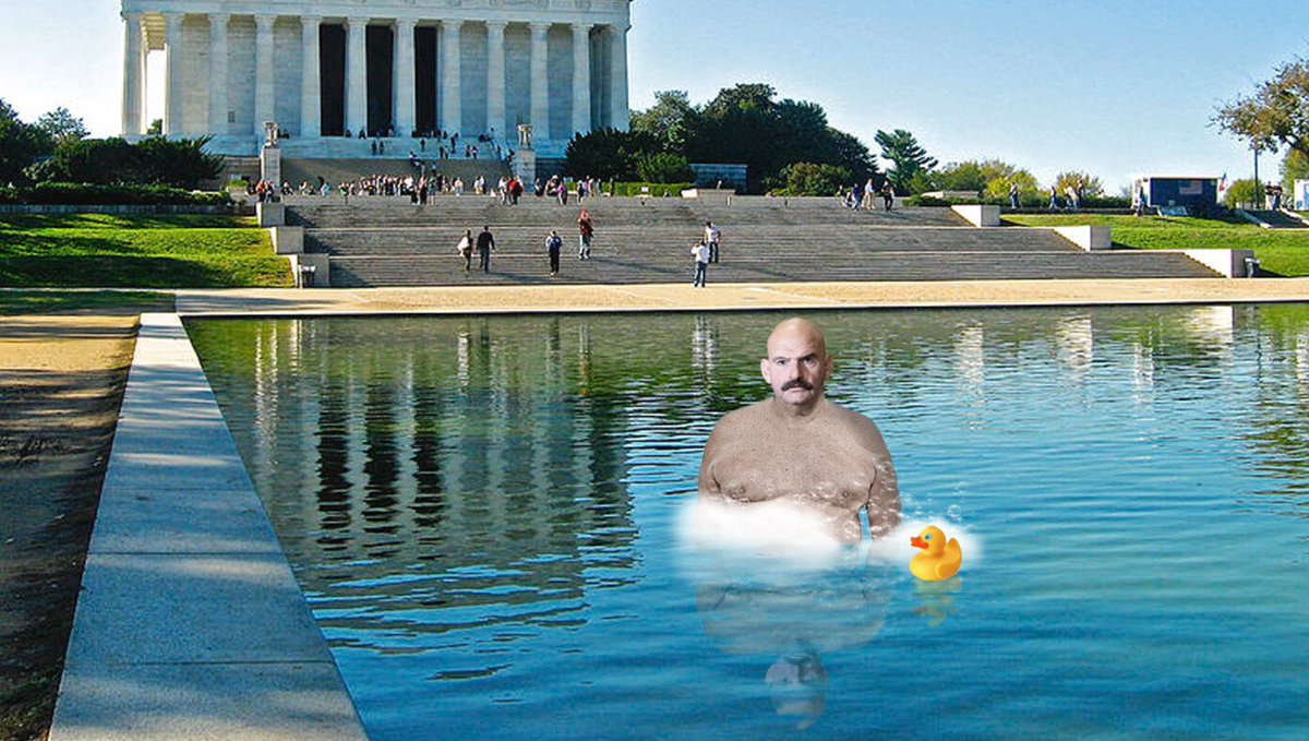 TheBabylonBee's tweet photo. Senate Relaxes Rules To Allow Fetterman To Take Baths In Reflecting Pool https://t.co/RoRIdelVkC https://t.co/FQKjtSY6Y8