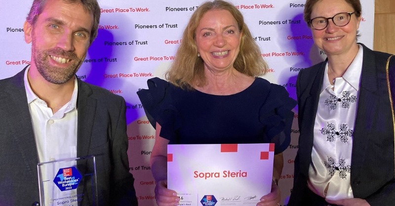 For the 2nd year in a row, Sopra Steria has been ranked in the Top 20 'Best Workplaces in Europe'™. We are very grateful for this ranking, which recognises our team spirit, integrity, fairness and sense of commitment.