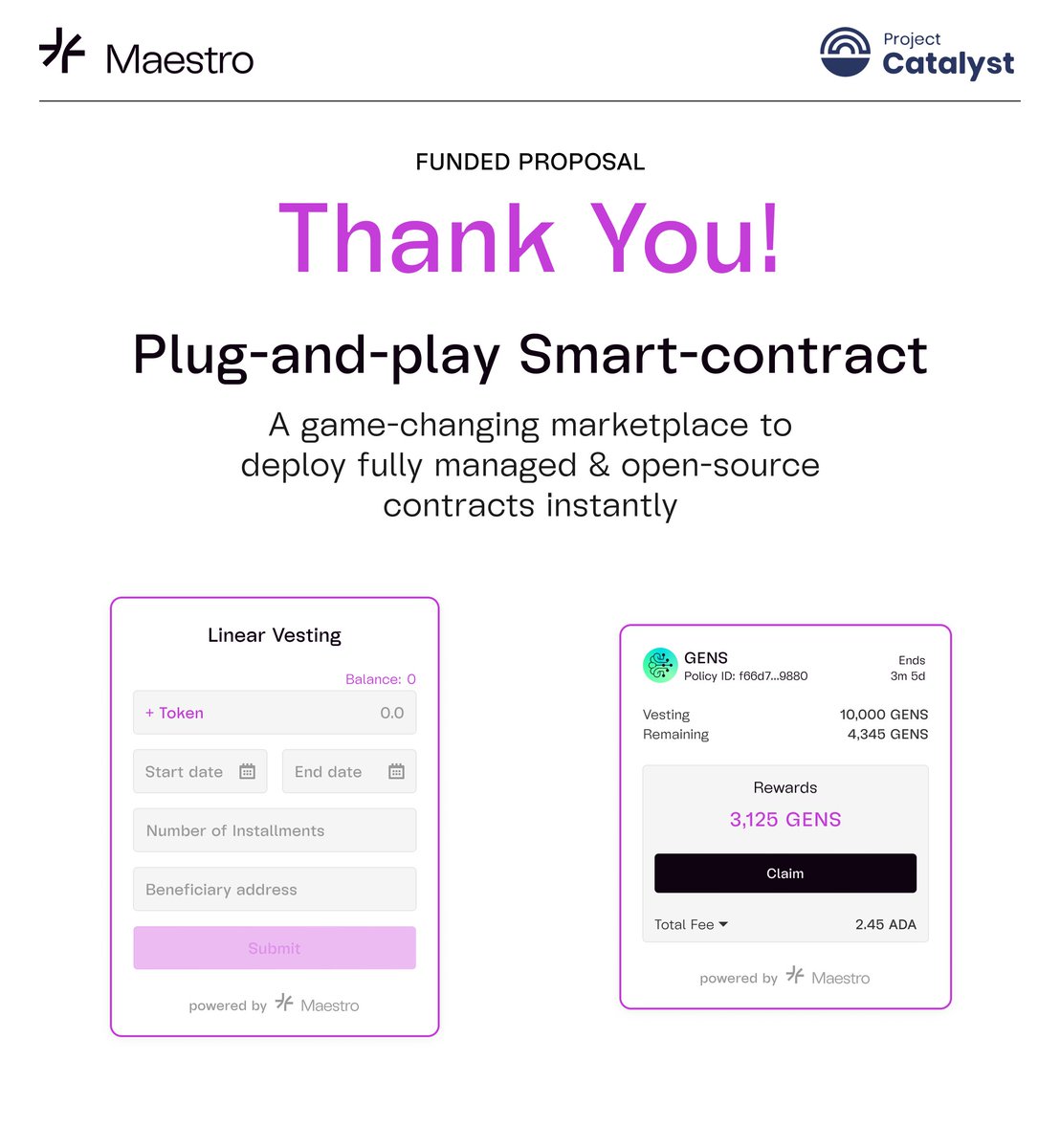 GoMaestroOrg's tweet photo. We are very thankful for the support we received for Fund 10!
Our proposal with our partners @AnastasiaLabs was approved!
We are excited to get to work and do our part to #buildcardano.
Thank you for your trust, and we will ensure to meet our goals and provide you with regular updates.
Check out the proposal here! https://t.co/6BjthM9Naj
While our other proposals were not funded, we believe in our vision and will be moving forward with our Dune Analytics and our SDKs and ecosystem integrations, as we feel they will be a valuable contribution to the #Cardano ecosystem.
Stay tuned for our project updates! Together #webuildcardano.