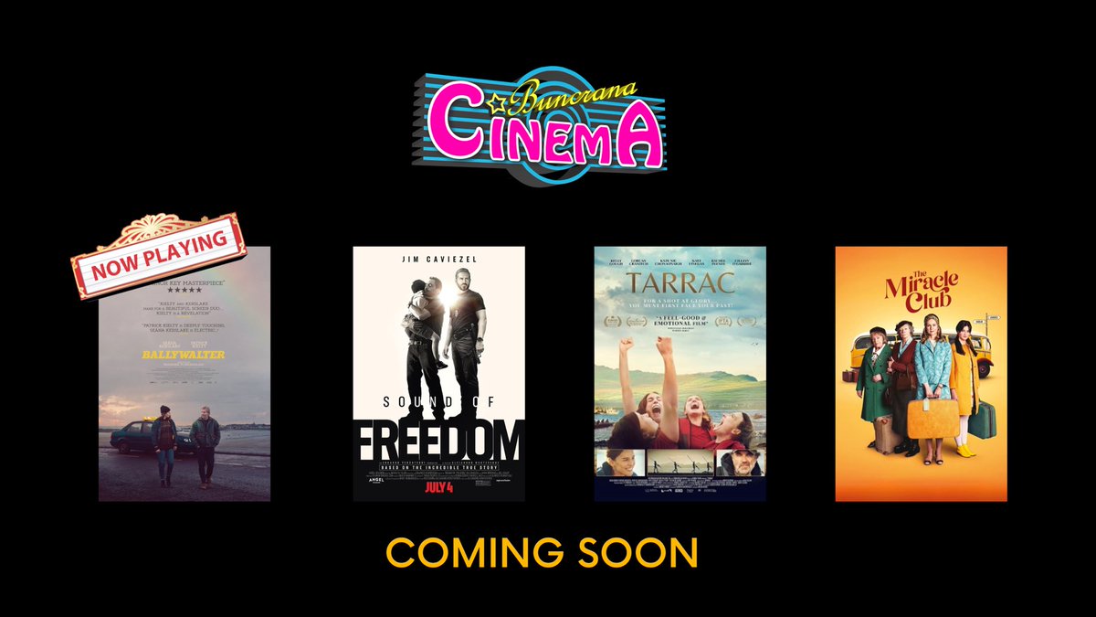 Coming Soon 🎬🍿 

Ballywalter 22nd Sept #NowPlaying  
Sound Of Freedom 29 Sept
Tarrac 6th Oct
The Miracle Club 13th Oct

See All Showtimes thecinemabuncrana.com 

#Buncrana #inishowen