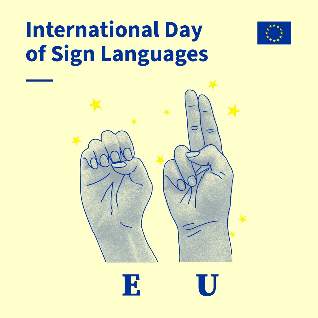 Today is the International Day of Sign Languages!

#DYK that in the EU there are:
✅ around 51m people with a hearing impairment
✅ 30 sign languages
✅ over 1m sign language users
✅ different sign language dialects
 🇪🇺 stands for embracing diversity & inclusion.

#IDSL #IWD2023