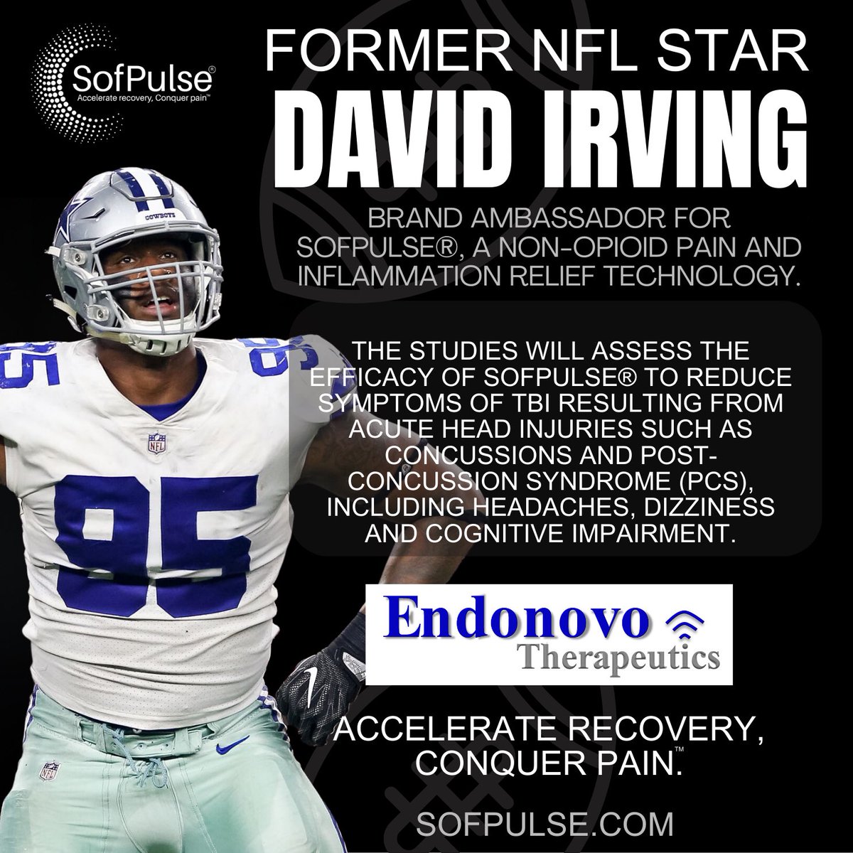EndonovoInc's tweet photo. $ENDV Would like to announce @Caliboy_95  as the face of our upcoming TBI (traumatic brain injury) study. We are excited and honoured to work with David and help further the research in this vital field.
#painrelief #sofpulse #surgery #plasticsurgery #endonovo #endonovotherapeutics #healing #effectivepainrelief #nomoreopiods #painmanagement #managepain #fdacleared #noninvasive #edema #electroceuticals #pain #reducepain