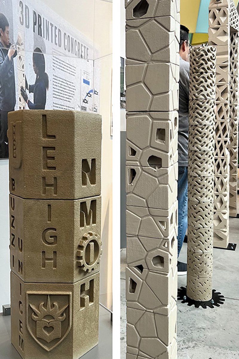 A group of engineers and architects at Lehigh University investigated a technique called “Particle bed 3D printing by selective binder activation” to manufacture objects made of concrete.  more in link.  structuremag.org/?p=24958