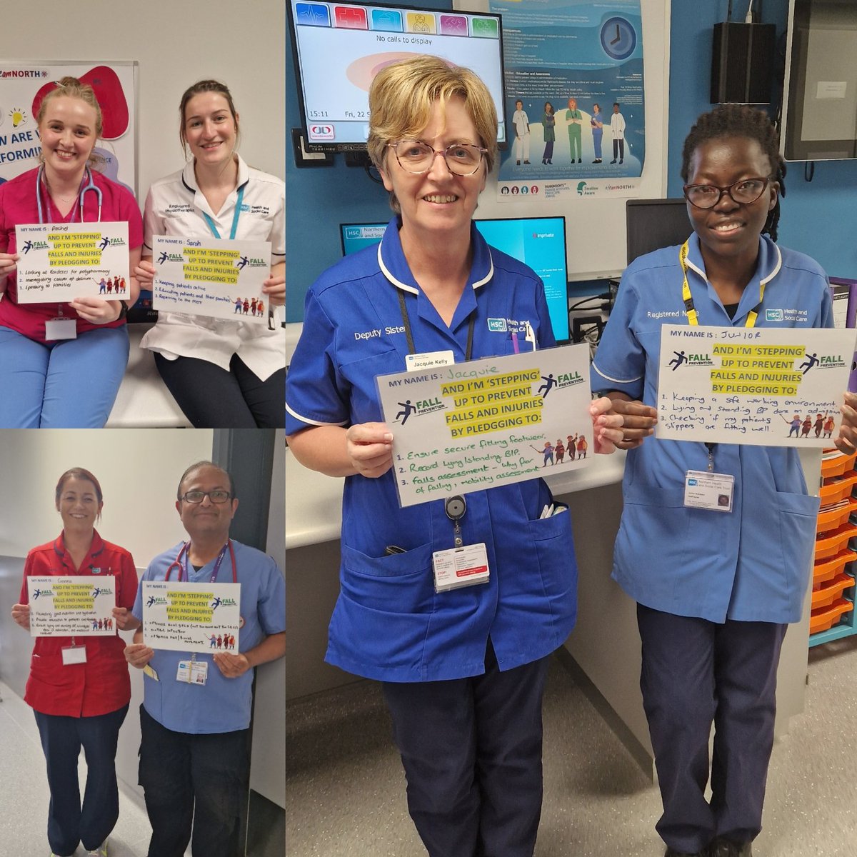 Team #COE making their pledges on falls prevention awareness week... How can we do better? #patientfocused #sharedvision #patientsafety #getactive #earlymobilisationiskey #teamnorth @LorraineGi45338 @NatashaMcculla1 @justin_j_oneill @millarwilson @falls_network @ParkinsonsUK_NI