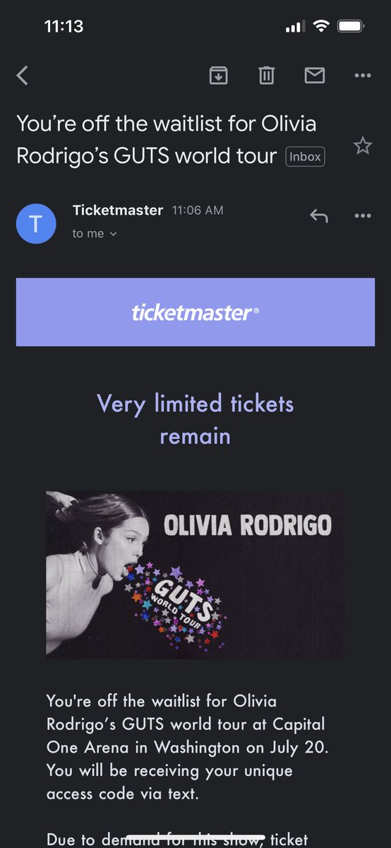 carliemortonn's tweet photo. @sourtourtickets if someone wants to log into my account and put their card in and stuff i wouldn’t mind that I got off the waitlist for DC https://t.co/MF856uABXi