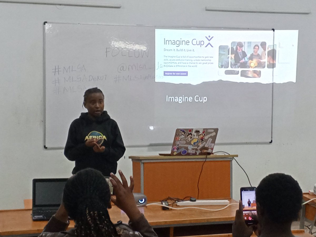 mlsa_dekut's tweet photo. Mergery Wanjiru sharing with the audience about Microsoft imagine cup, how to apply for it and what to expect
#MLSA #MLSADeKUT #MLSAKE #MLSAinfosession https://t.co/Cmha9KoqXd