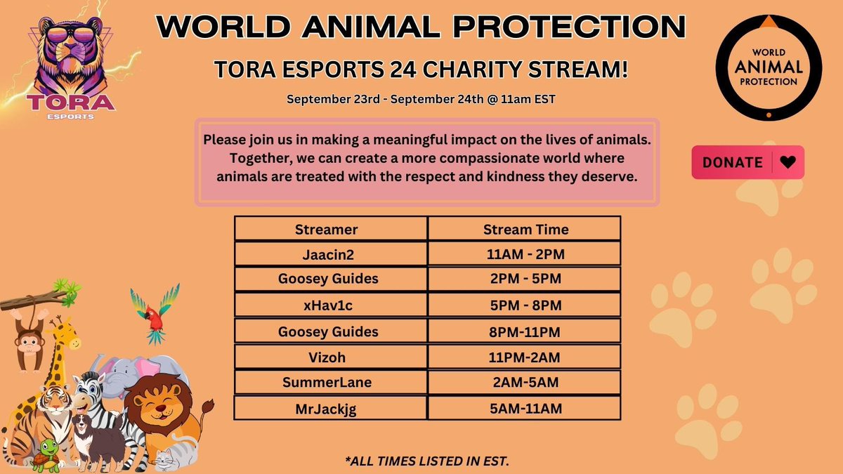 Come join us tomorrow for our 24-hour charity stream to support wildlife conservation!