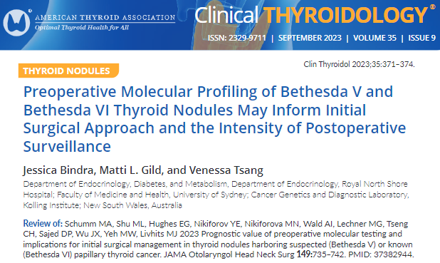 Clinical Thyroidology (@clinicalthyroid) on Twitter photo Moving more toward molecular panels like <a href="/ThyroSeq/">ThyroSeq</a> to determine prognosis, the latest study by <a href="/MSchumm90/">Max Schumm</a> <a href="/MelissaGLechner/">Melissa G. Lechner, MD, PhD</a> <a href="/michaelyehmd/">Michael Yeh</a> <a href="/MashaLivhitsMD/">Masha Livhits</a> at <a href="/UCLAHealth/">UCLA Health</a> in <a href="/JAMAOto/">JAMA Otolaryngology – Head & Neck Surgery</a>
ow.ly/7SEf50PNixz
#endotwitter #onctwitter <a href="/TheAAES/">American Association of Endocrine Surgeons</a> <a href="/AHNSEndo/">AHNS-Endocrine Section</a> Moving more toward molecular panels like <a href="/ThyroSeq/">ThyroSeq</a> to determine prognosis, the latest study by <a href="/MSchumm90/">Max Schumm</a> <a href="/MelissaGLechner/">Melissa G. Lechner, MD, PhD</a> <a href="/michaelyehmd/">Michael Yeh</a> <a href="/MashaLivhitsMD/">Masha Livhits</a> at <a href="/UCLAHealth/">UCLA Health</a> in <a href="/JAMAOto/">JAMA Otolaryngology – Head & Neck Surgery</a>
ow.ly/7SEf50PNixz
#endotwitter #onctwitter <a href="/TheAAES/">American Association of Endocrine Surgeons</a> <a href="/AHNSEndo/">AHNS-Endocrine Section</a>