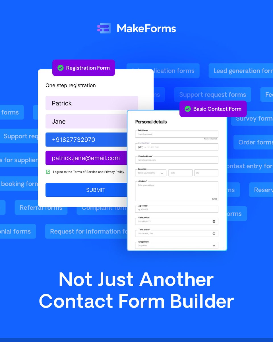 It's not just a contact form builder, it's MakeForms!

From sleek designs to a user-friendly vibe. No stress, just pro-level results. Design, embed, and impress with ease! 🌟✉️

#ContactCrafting #EasyForms #MakeForms #LTD #lifetimedeal #NoCodeFormBuilder #ContactForm