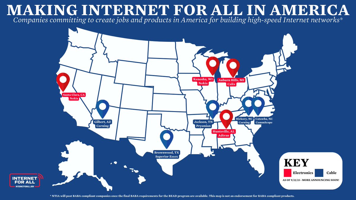 NEW: #InternetForAll is creating American jobs. 

<a href="/DavidsonNTIA/">Alan Davidson</a> is in Auburn Hills, MI today w/<a href="/LtGovGilchrist/">Lieutenant Governor Garlin Gilchrist II</a>, <a href="/CalixHQ/">Calix</a> &amp; <a href="/Jabil/">Jabil</a> for an announcement: Calix will invest up to $6 million and create nearly 100 new jobs making network electronics right here in America.