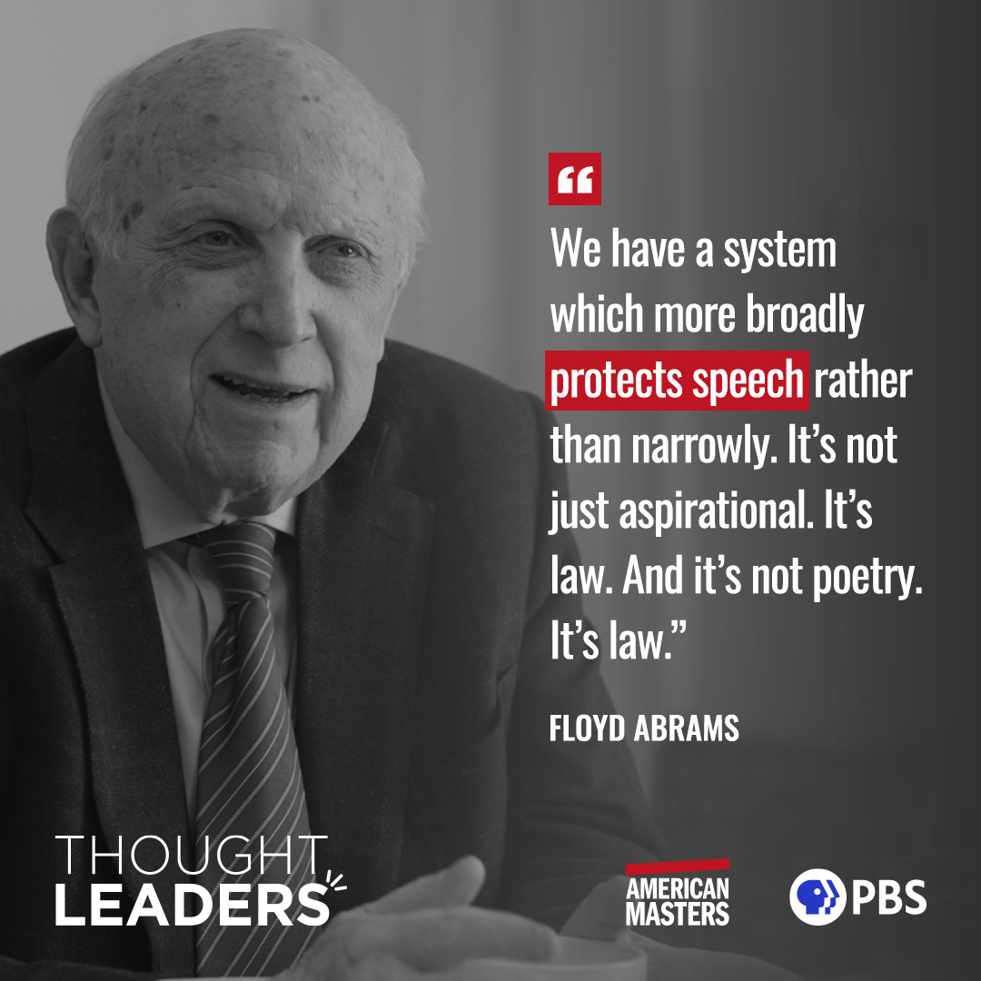 Follow the 50-year lawyer career of Floyd Abrams, the lawyer behind cases like the Pentagon Papers and Citizens United, with 'Floyd Abrams: Speaking Freely' tonight at 9 on Thirteen. ow.ly/1x3250POqz3