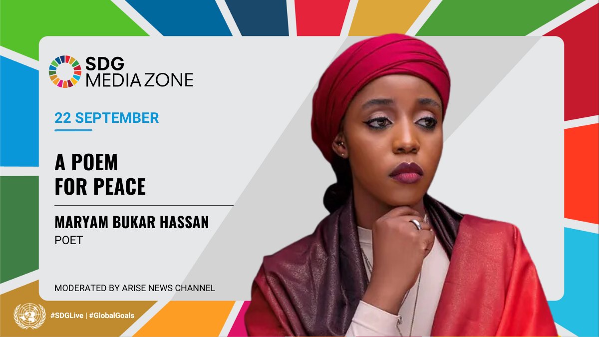 'Peace is not just the absence of conflict but also the presence of justice, equality, and respect for human dignity. Everyone deserves to have and find peace.' - 🇳🇬Maryam Bukar Hassan, poet & spoken word artist.

Tune in: 14:00 - 14:20 NYT
🔗 bit.ly/SDGzone 

#SDGLive