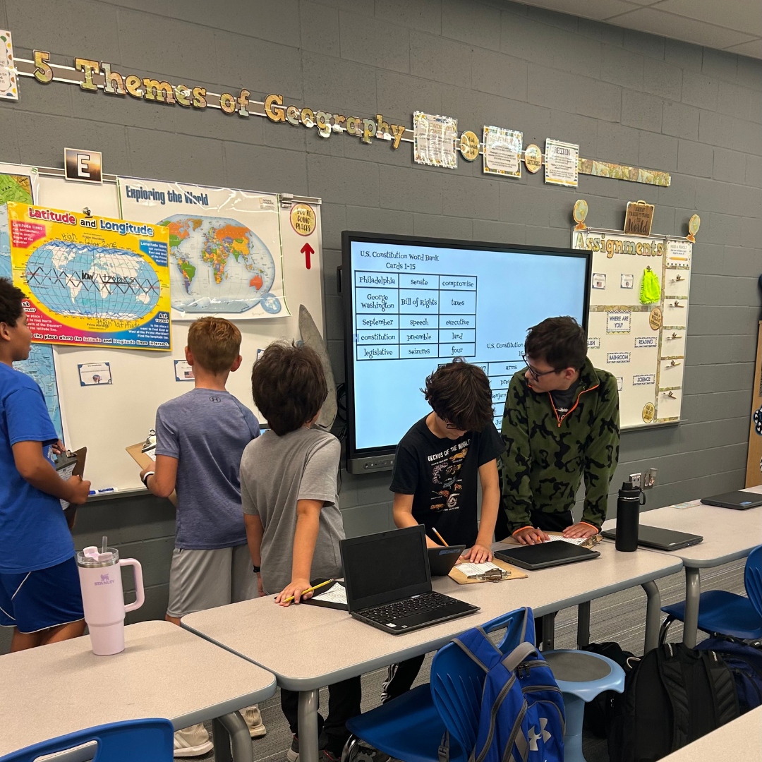 LBLocalSchools's tweet photo. 📜🇺🇸 Constitution Day was a blast in Mrs. Slezak's sixth-grade social studies classes! Our future historians embarked on a thrilling scavenger hunt, diving deep into the U.S. Constitution. Vocabulary, insights, and patriotic fun were all part of the adventure! #WeAreLB https://t.co/9tlKDakeSL