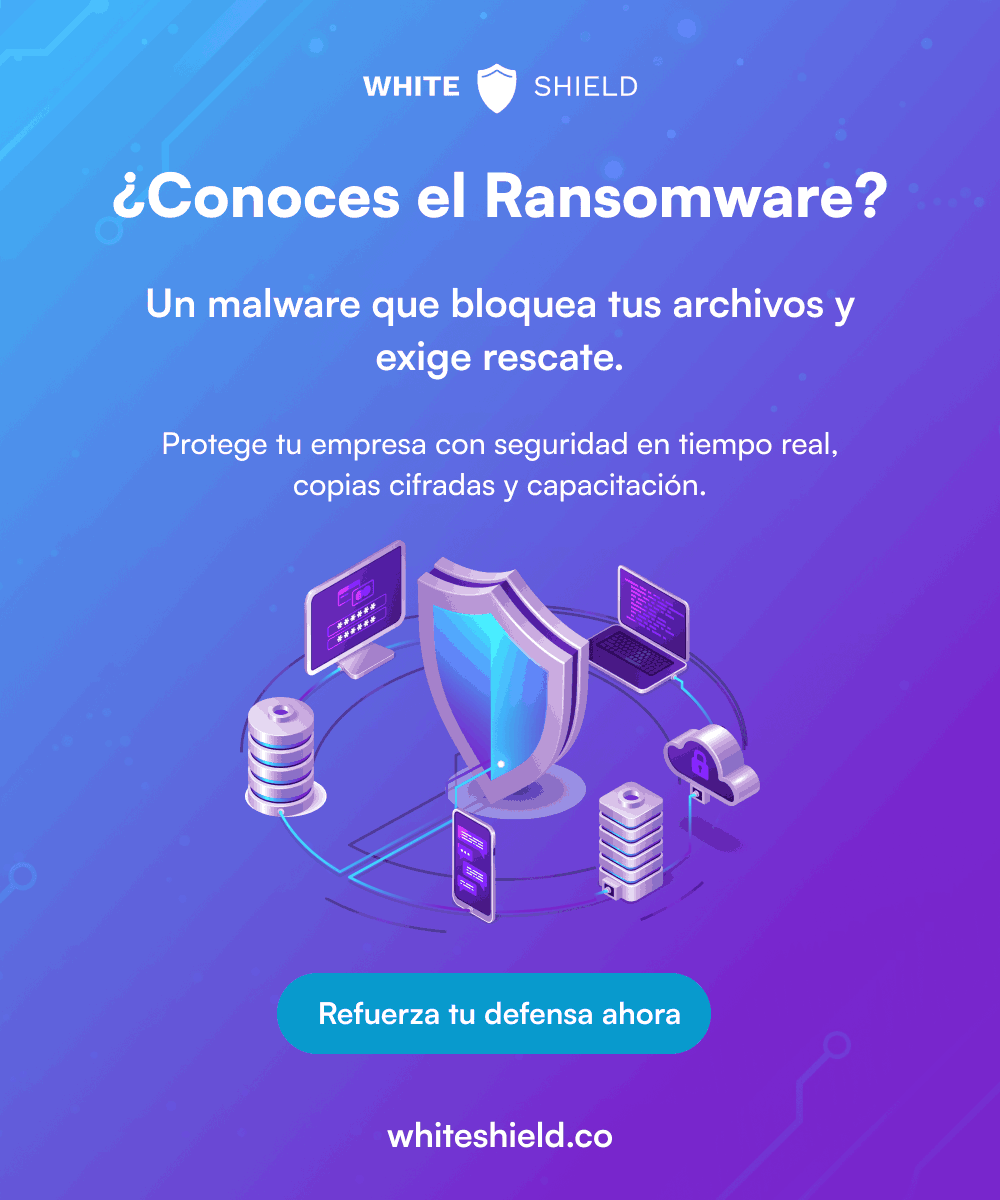 _WhiteShield's tweet photo. Tipos de Ransomware: Scareware, Bloqueadores y Cifrado. Prevén ataques con seguridad en tiempo real, copias cifradas y formación. 🔒 No esperes a ser víctima. Visítanos y fortalece la seguridad de tu empresa https://t.co/6W6Dr89dzv