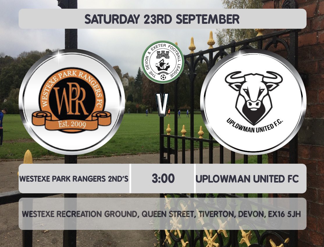 UPCOMING FIXTURE

Again only one team in action…

The 1st’s this time sitting out with no fixture.

The 2nd’s however host uplowman in a tasty looking local derby with both sides still unbeaten this season!

The 2nd’s;

🆚Uplowman United FC (H)
🏟️The Rec
🕒3:00 KO
🏆Division 7