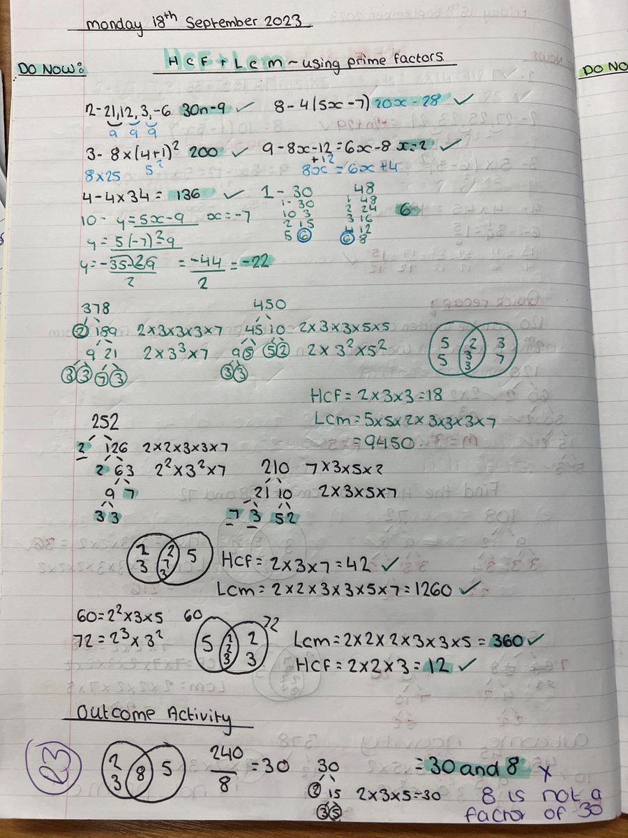 niepermaths's tweet photo. 10I have been revising prime factorisation this week. They earn #StarWork not for the quality of their answers (although they are great), but for the quality of their corrections.
@nieperacademy https://t.co/PW7NjSskn3