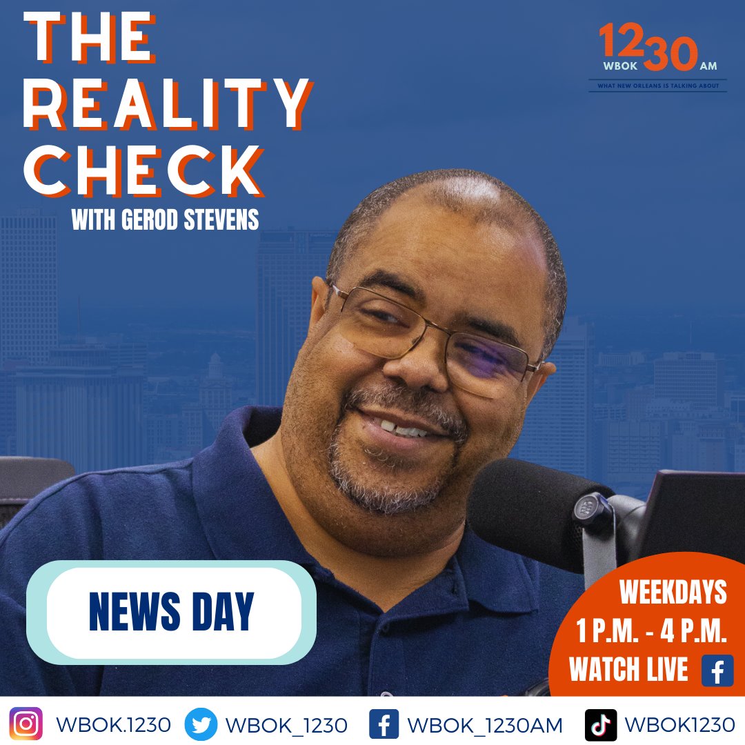 It’s Friday on #TheRealityCheck and today #GerodStevens is talking about the latest News updates. Make sure to tune in for this episode &amp; watch on Facebook Live. 

#wbok1230am #TheRealityCheck #GerodStevents #Neworleans