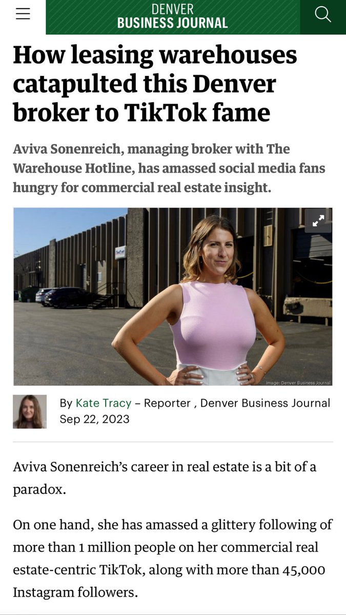 AvivaRealEstate's tweet image. Thank you @KateTracyDBJ & the @denbizjournal