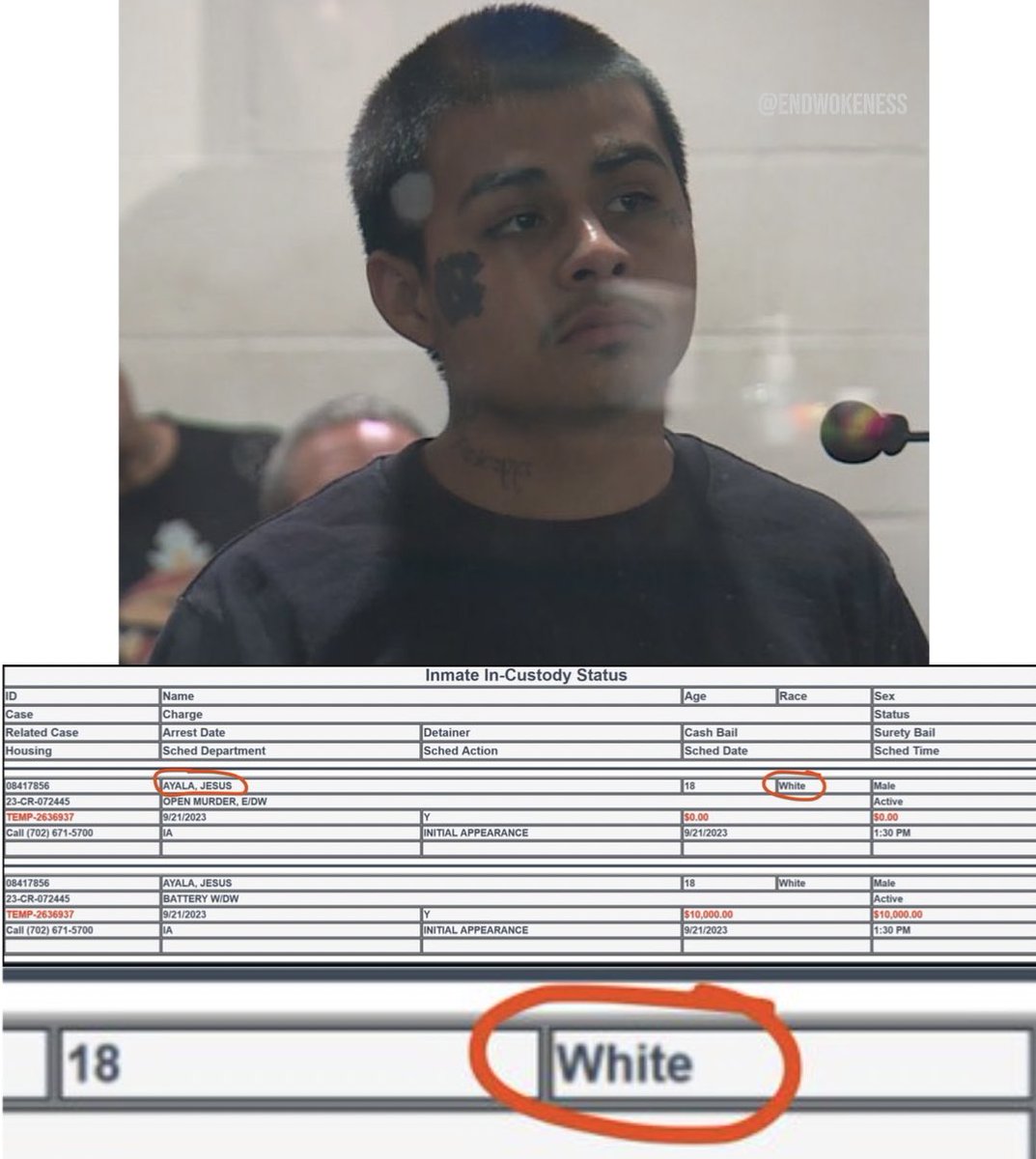 Jesus Ayala is a Latino teen who drove into and kiIIed retired cop Andreas Probst

He was booked into the system as white