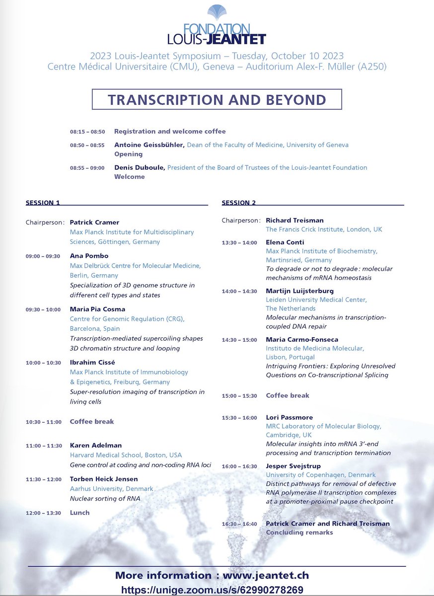 Denis Duboule (@duboule) on Twitter photo Friends, Romans, Transcriptionmen, this is not to be missed. Free access live and online. October 10th <a href="/UNIGEnews/">Université de Genève</a> Friends, Romans, Transcriptionmen, this is not to be missed. Free access live and online. October 10th <a href="/UNIGEnews/">Université de Genève</a>