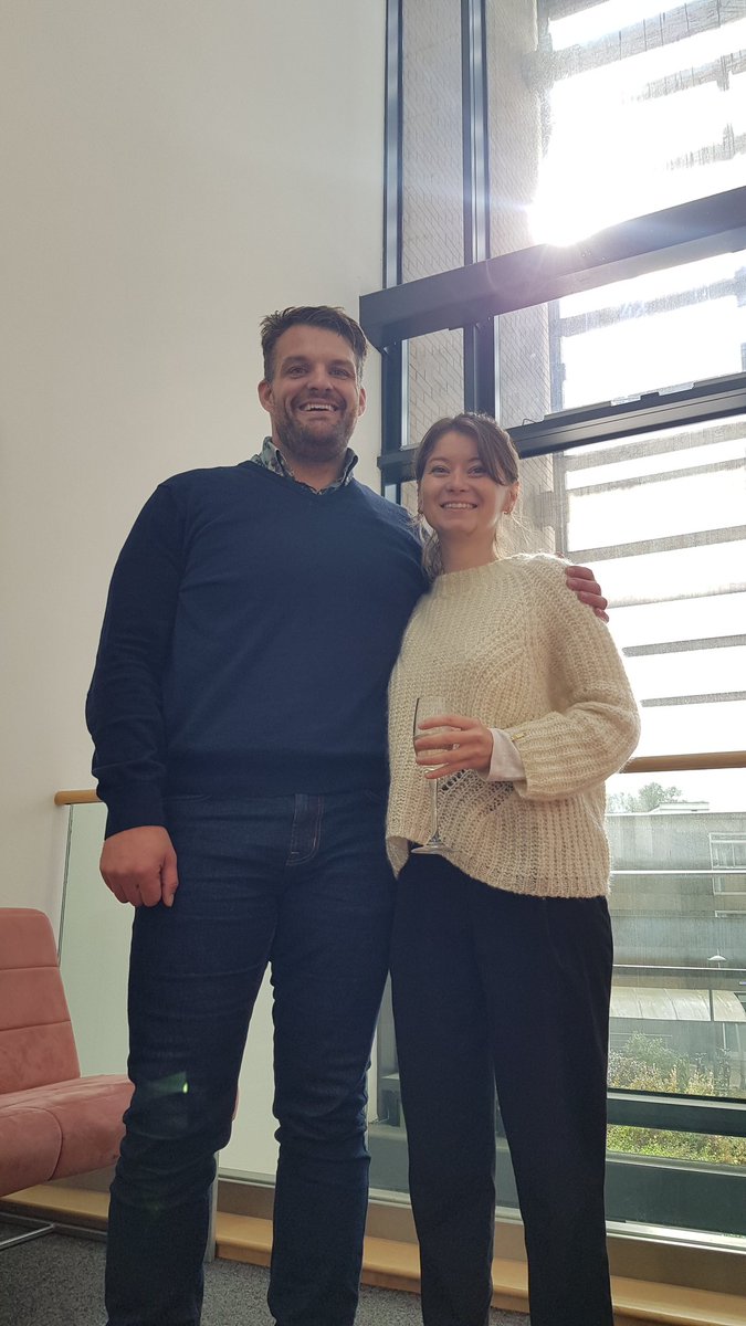 Brett Sallach looking very pleased as Alizee, his first PhD supervisee, successfully defends her thesis.