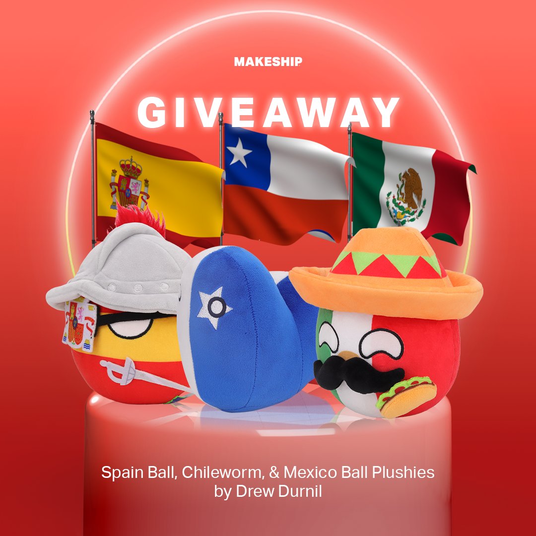 NO ONE EXPECTS THE SPANISH GIVEAWAY! Here's a chance to win all 3 Countryballs 1. Follow @makeship and @drewdurnil 2. Retweet this post Giveaway ends Sept 25th at 2pm (ET). Good luck!