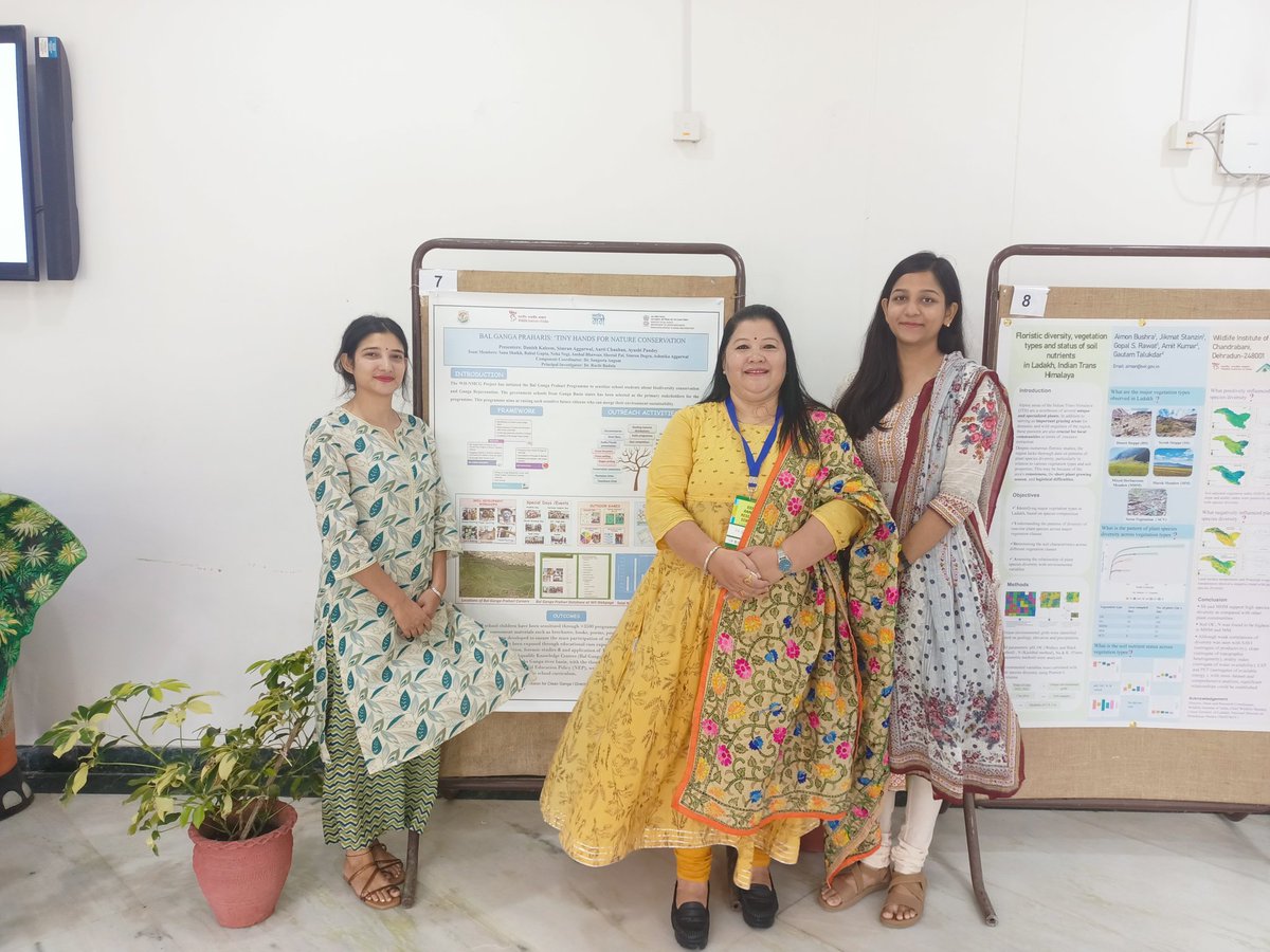 sangeeta_angom's tweet photo. WII-NMCG team wins Best Poster Presentation Award in 34th Annual Research Seminar (ARS) 2023 on the Title 'Bal Ganga Praharis : Tiny Hands for Nature Conservation' organised at the Wildlife Institute of India.
#balgangaprahariprogramme https://t.co/lYadwacp8z