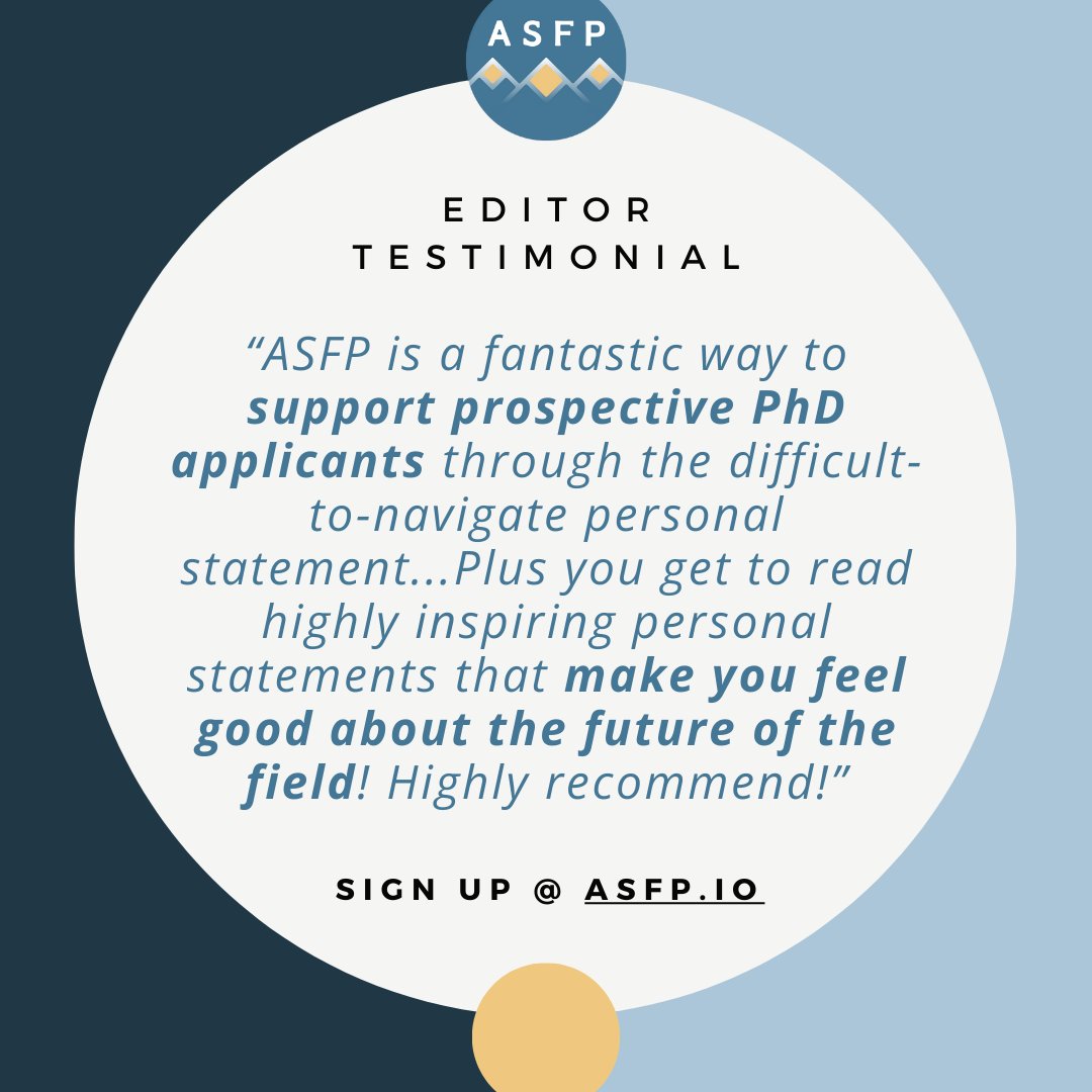 Needing some inspiration? Be an editor with ASFP!

Editors are faculty, postdocs and PhD students in psychology. Complete this brief editor interest form: forms.gle/R8Lb1VE1UedMSt…

#AcademicChatter #AcademicTwitter 
#psychtwitter