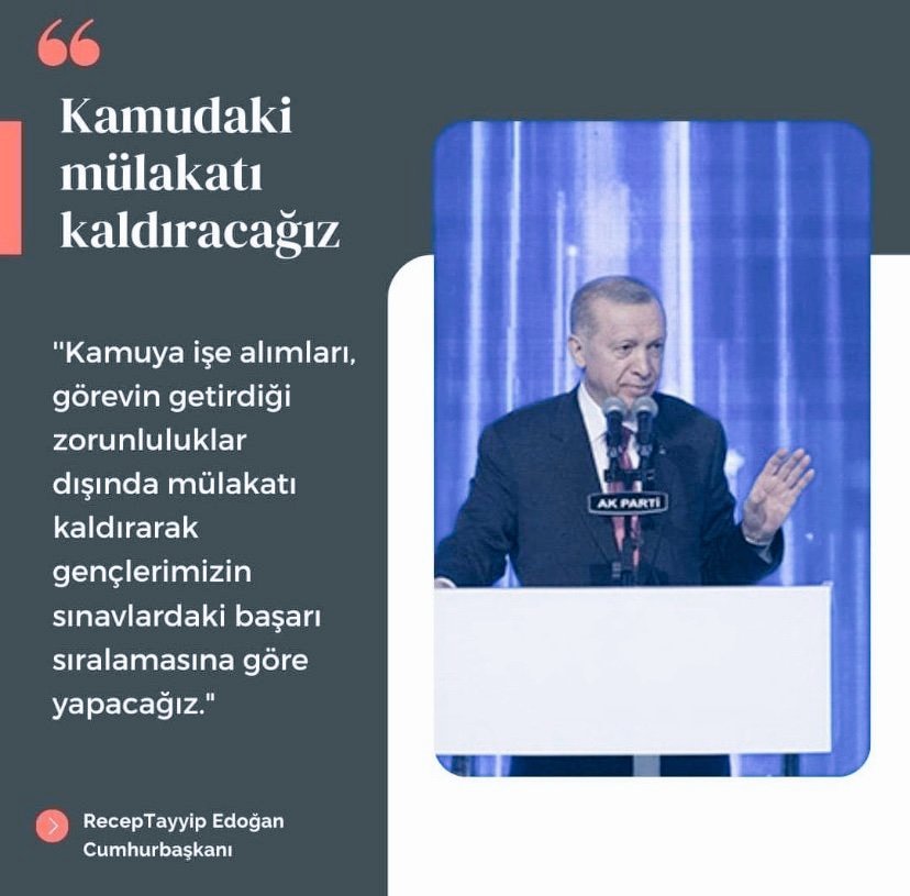 ogretmensitemiz's tweet photo. Sayın Cumhurbaşkanımız

Kamudaki Mülakatı Kaldıracağız

Kamuya işe alımlarda görevin gerektirdiği zorunluluklar dışında mülakatı kaldırarak gençlerimizin sınavdaki başarı sıralamalarına göre yapacağız demiştiniz

Sözünüzü tutmanızı rica ediyoruz
#CBdenMülakatsızAtama https://t.co/bOSulyLb7u