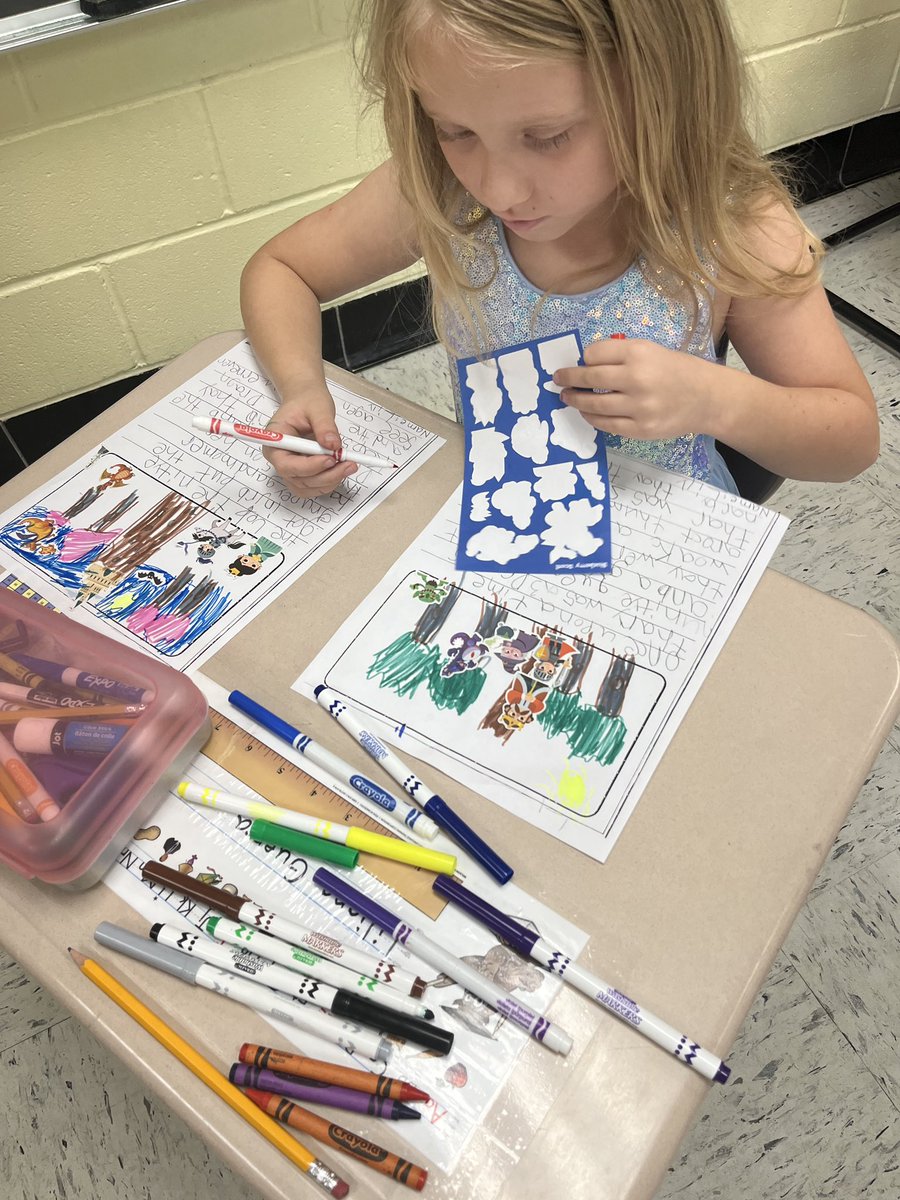 D123Hometown's tweet photo. Using fairy tale stickers.. these creative kiddos wrote their OWN fairy tales #CKLA #d123 #hmt123 #culminatingactivity #secondgrade https://t.co/LRdZrnem6S