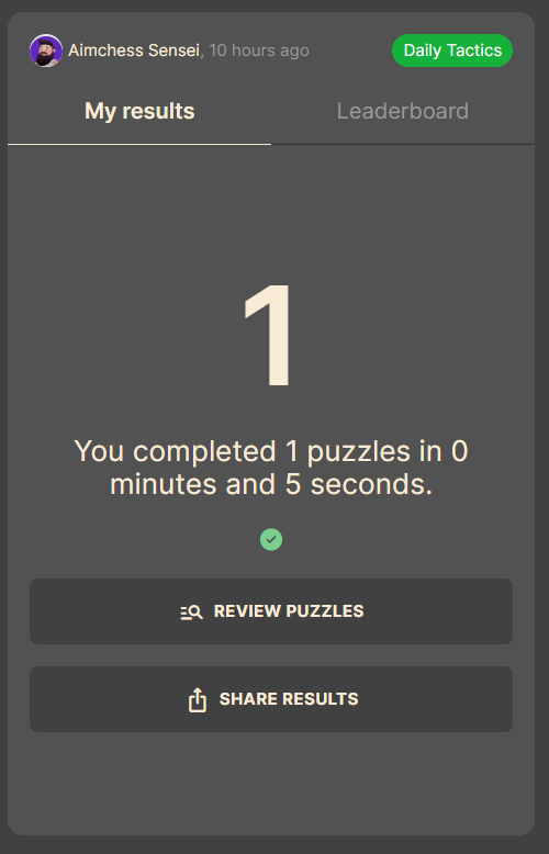 harshits2808's tweet photo. @Aimchessdotcom The "Next" button in the Daily plan and the "Quit" button in the Daily Tactics challenge are at the same place (Without any confirmation for quitting). If done one after the other, it could sometimes lead to this...something to think about maybe? https://t.co/hUcLum16WW