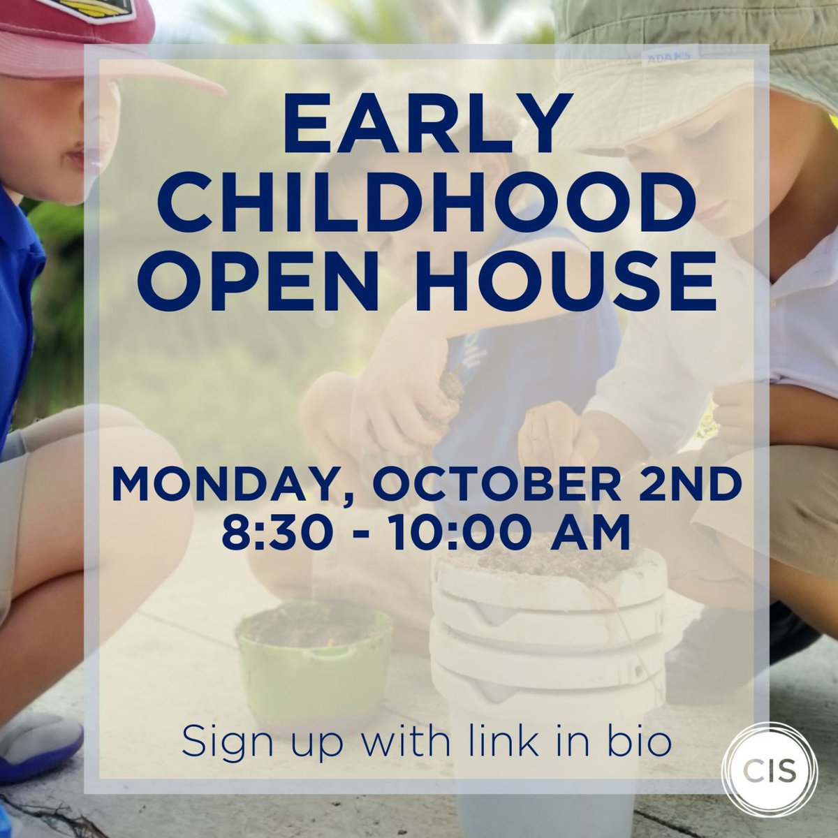 We are excited to share this opportunity with you to visit our Early Childhood division. Please join us on Monday, October 2nd at 8:30-10:00 to learn more about the EC Program and to tour the school campus.  Please RSVP here: forms.gle/CwKNR1BHfSyeD1…  #CISInspires #ISSEdu